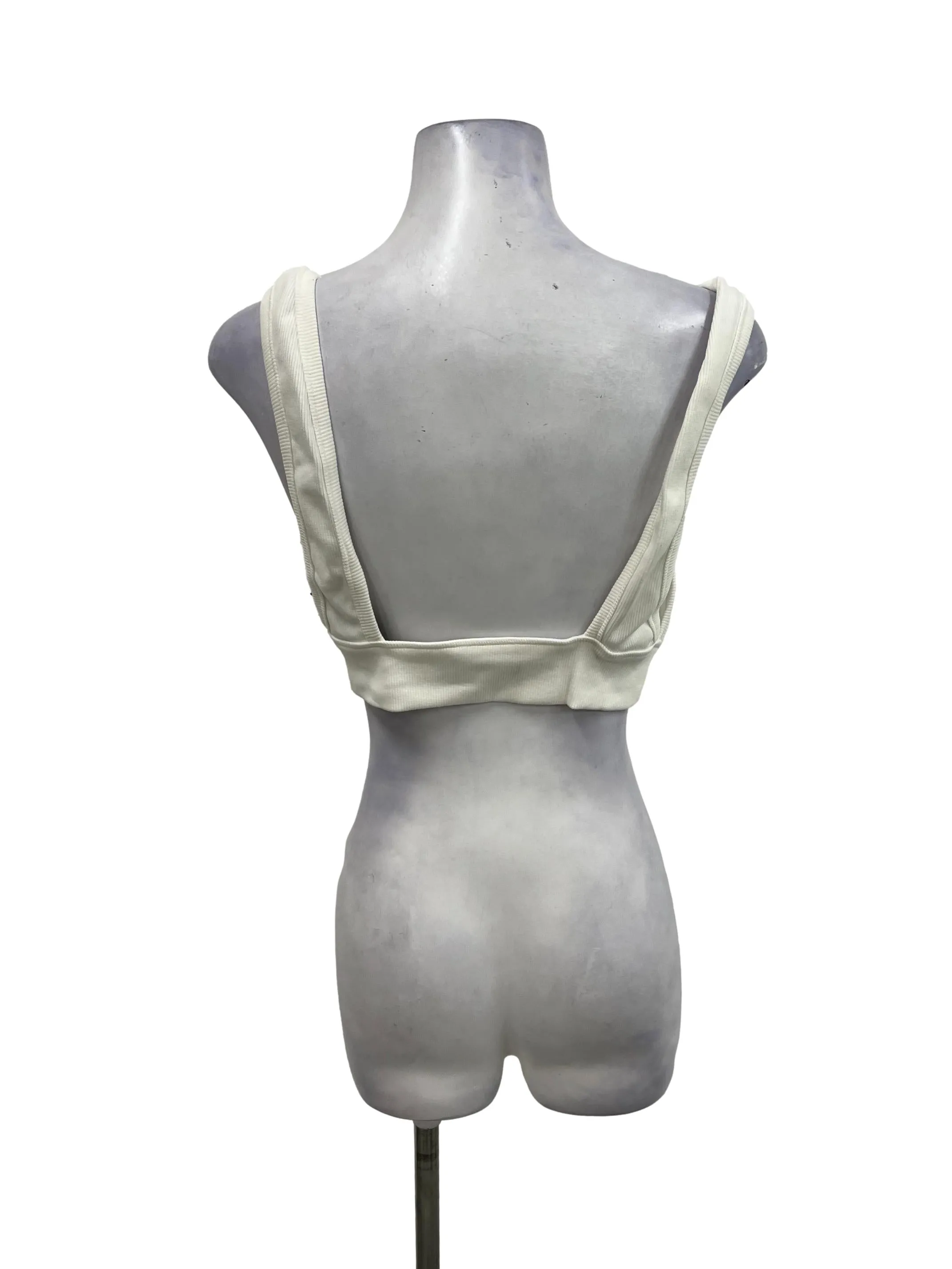White Ribbed Active Top
