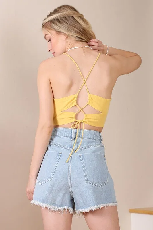 yellow crop tank top