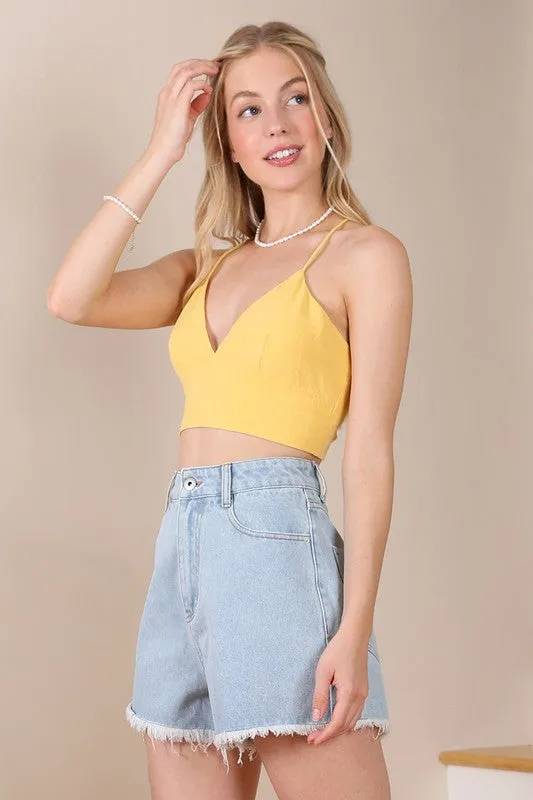 yellow crop tank top