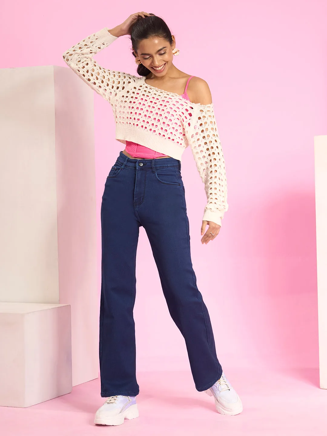 ZOLA Exclusive Denim Clean Look Clean Look Stretchable Dx Blue Flared Jeans For Women