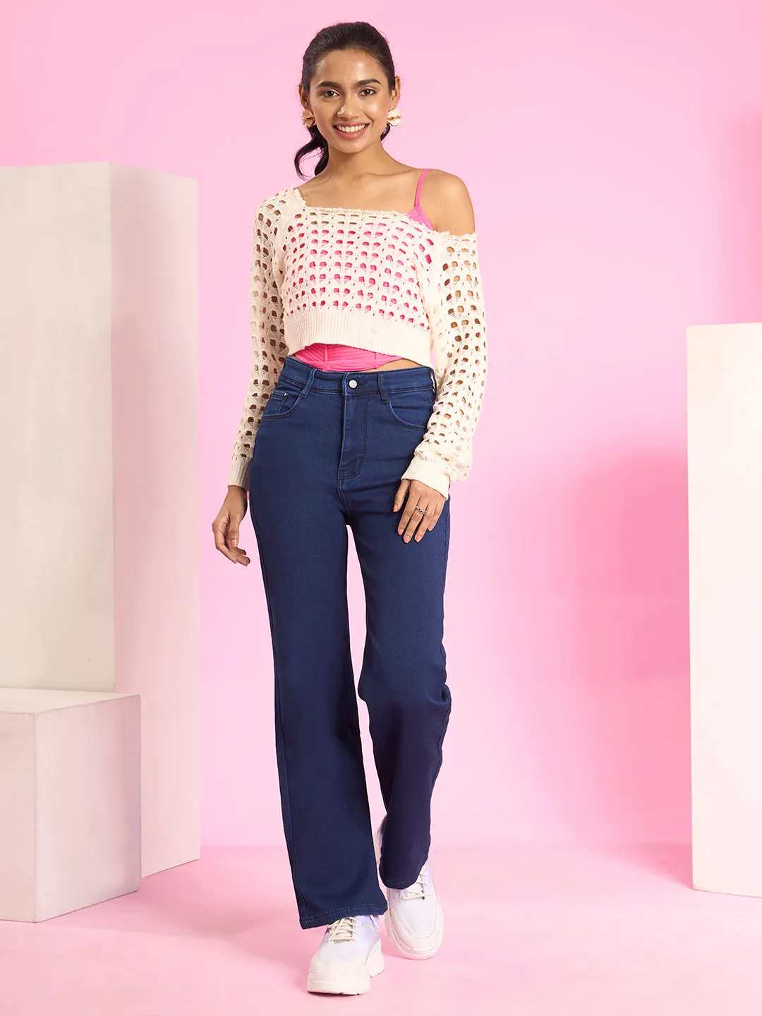ZOLA Exclusive Denim Clean Look Clean Look Stretchable Dx Blue Flared Jeans For Women