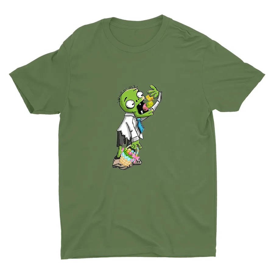 Zombie Eating Easter Eggs Cotton Tee