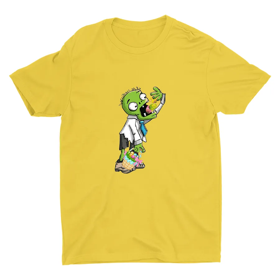 Zombie Eating Easter Eggs Cotton Tee