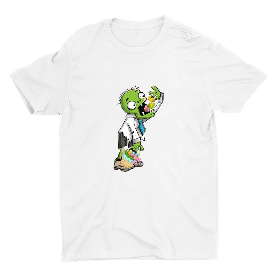 Zombie Eating Easter Eggs Cotton Tee